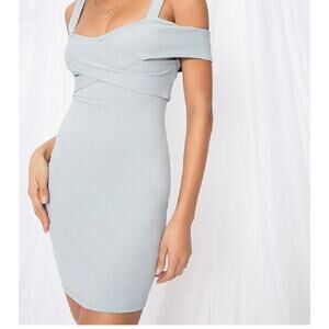 Revolve Superdown Evie Cold Shoulder Mini Dress Dress Blue Off Shoulder Small